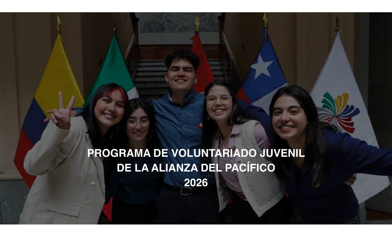 Captura de la página oficial de Voluntariado Juvenil de la Alianza del Pacífico · próximo ciclo en voluntariado.alianzapacifico.net