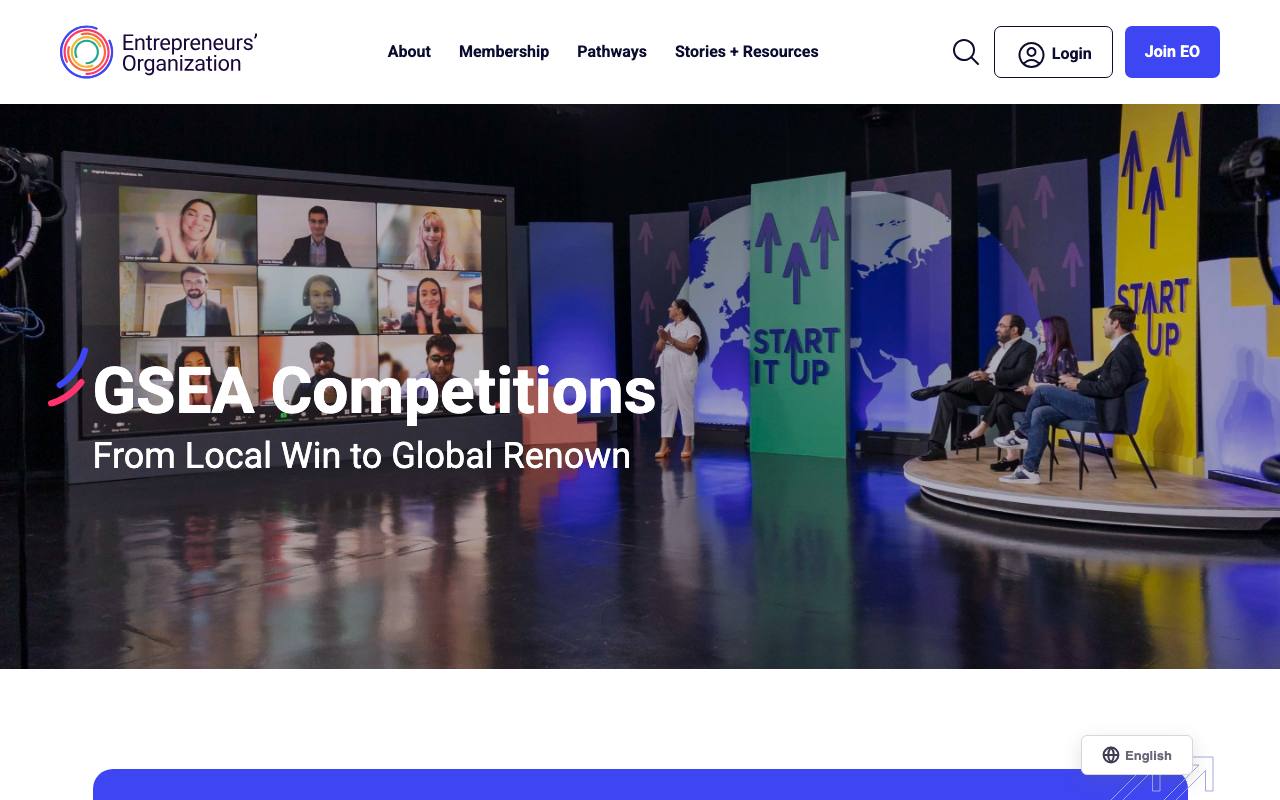 Captura de la página oficial de Global Student Entrepreneur Awards (GSEA) · ciclo 2026-2027 en eonetwork.org