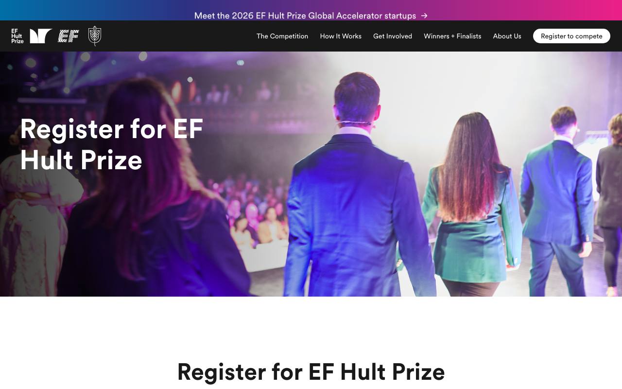 Captura de la página oficial de Hult Prize · temporada 2026-2027 en hultprize.org