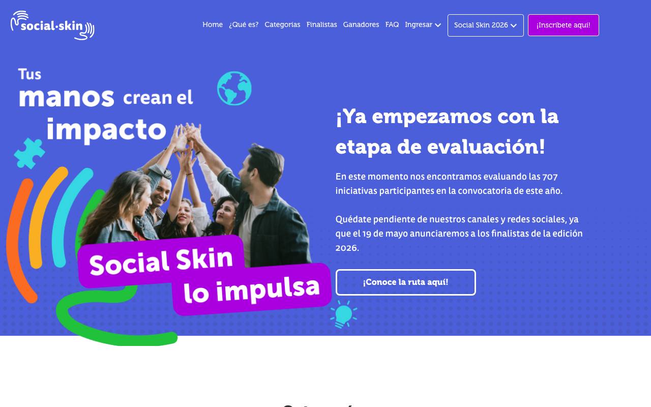 Captura de la página oficial de Social Skin · próxima edición en socialskin.com
